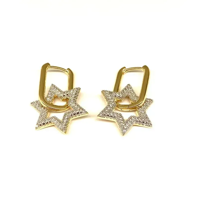 BRINCO ARGOLA COM ESTRELA CRAVEJADA MIX
