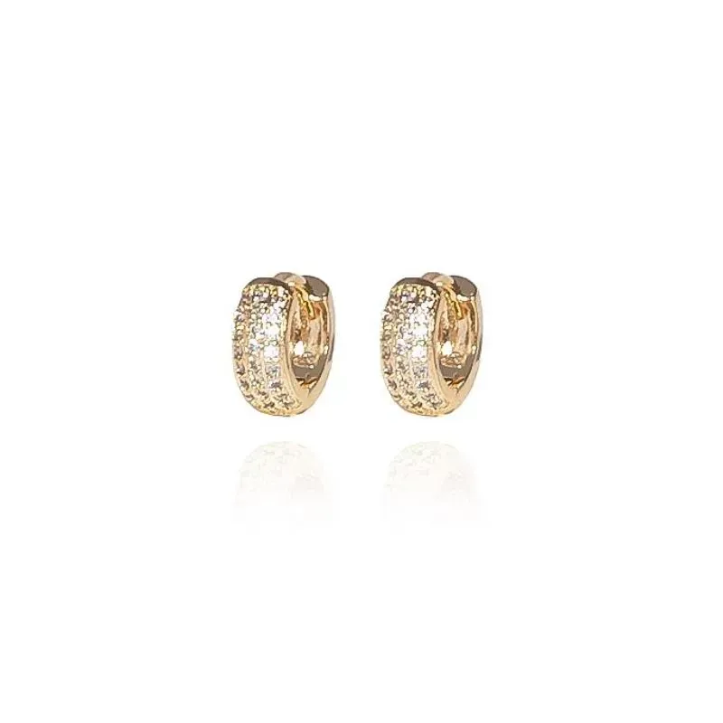 BRINCO ARGOLA CRAVEJADA PEQUENA (M-G) - CRISTAL - OURO