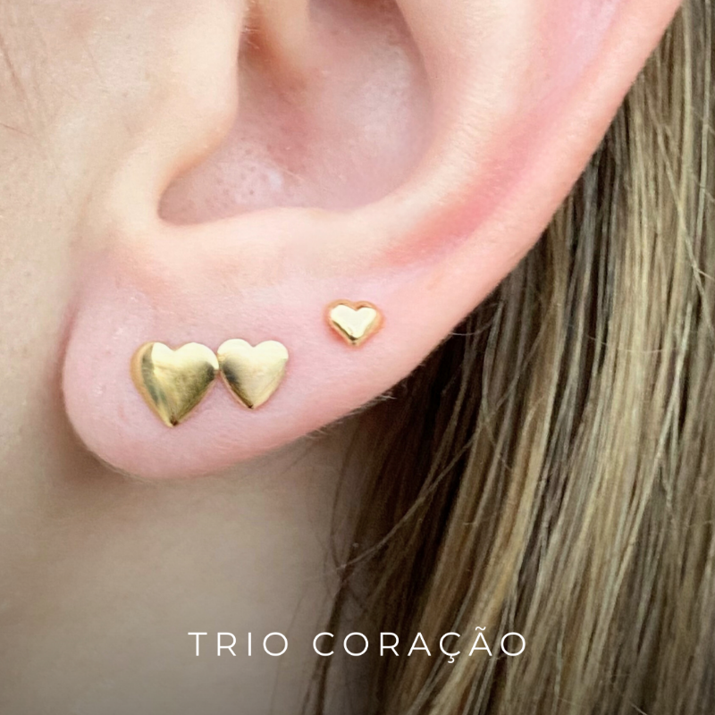 BRINCO TRIO CORAÇÃO LISO PEQUENO  - FRANCISCA