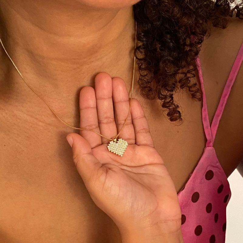 COLAR CORAÇÃO CRAVEJADO ZIRCONIAS