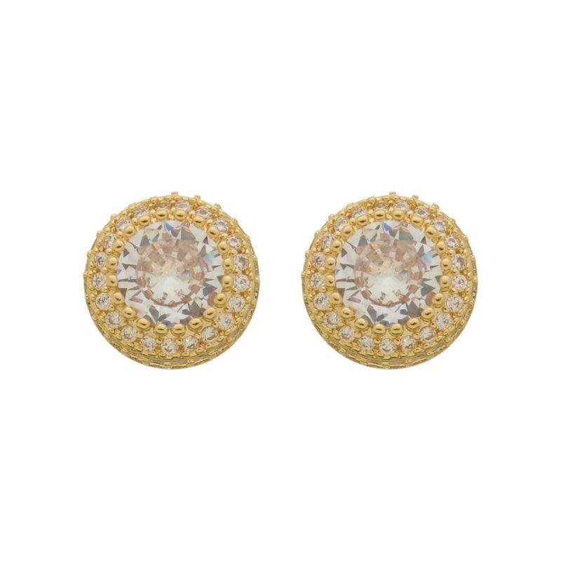 BRINCO PONTO DE LUZ COM BASE CRAVEJADA BANHADO A OURO