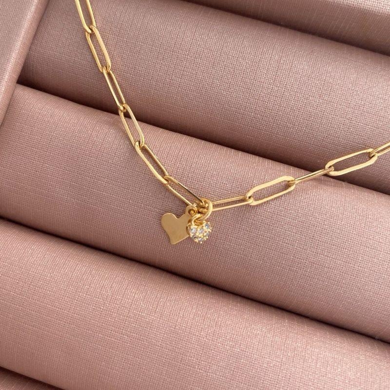 PULSEIRA DOIS CORAÇÕES DELICADOS  45CM
