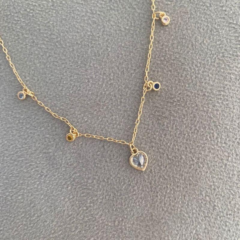 COLAR CORAÇÃO C/ZIRCONIAS COLORIDAS 45CM