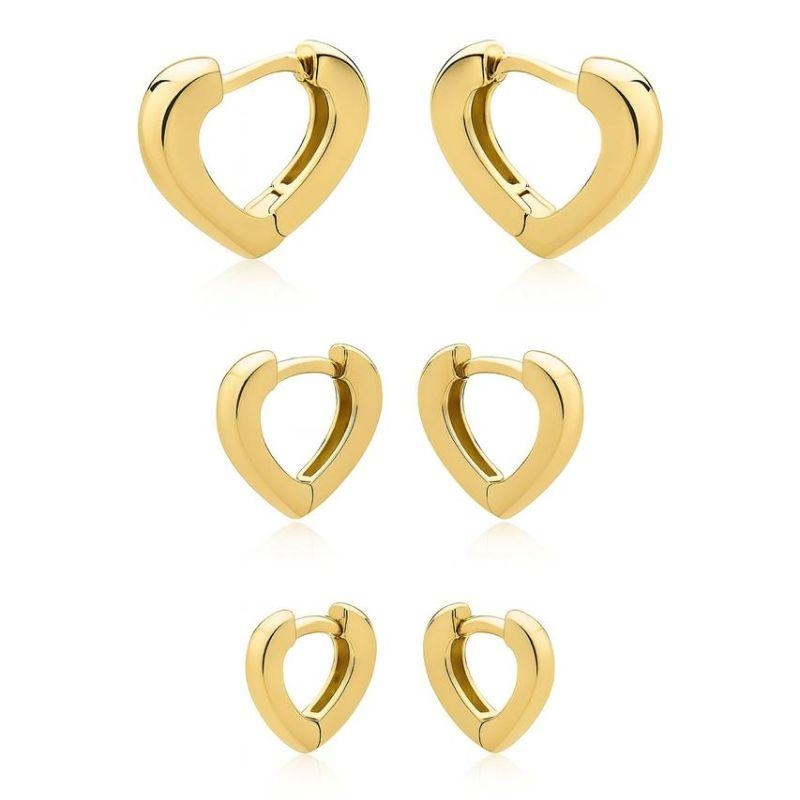 BRINCO TRIO ARGOLA CORAÇÃO LISO