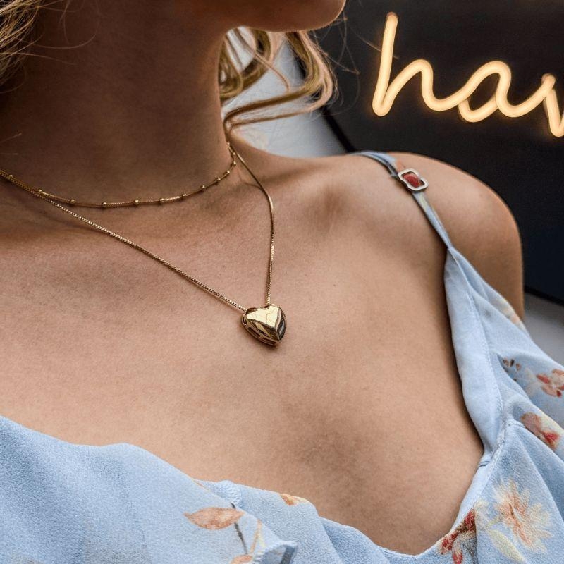 COLAR CORAÇÃO LISO GRANDE 45CM - AURA