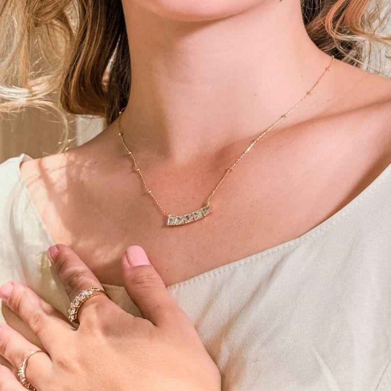 COLAR CHOKER ZIRCONIA QUADRADA 40CM - AURA