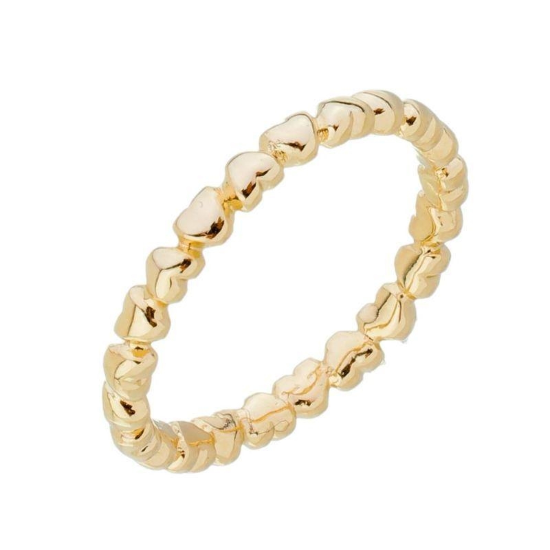 ANEL CORAÇÕES LADO A LADO BANHADO A OURO - 15