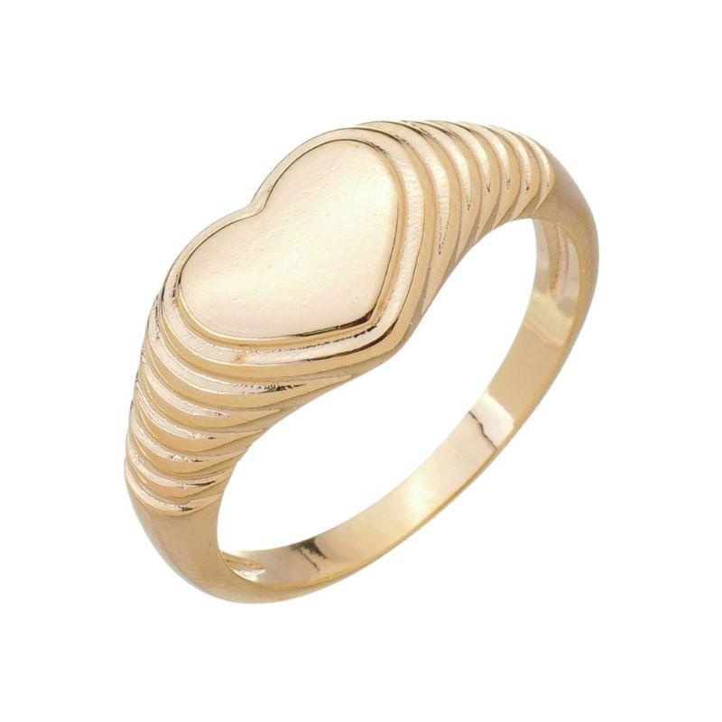 ANEL DE CORAÇÃO GROSSO BANHADO A OURO - 17