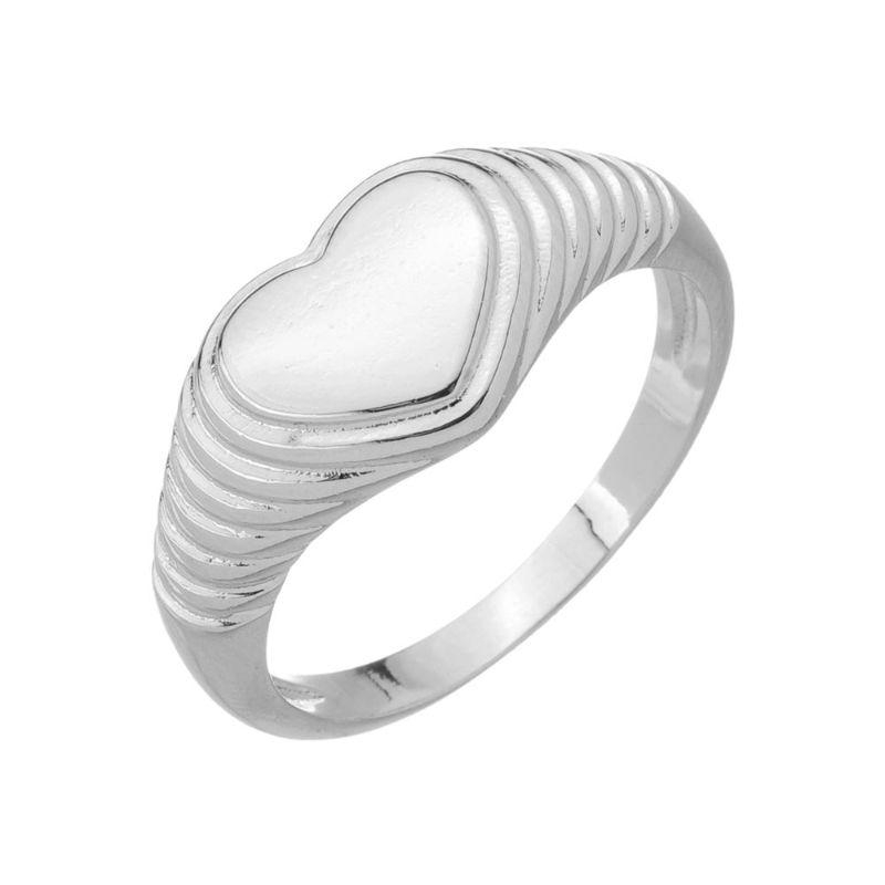 ANEL DE CORAÇÃO GROSSO BANHADO A RÓDIO BRANCO - 15