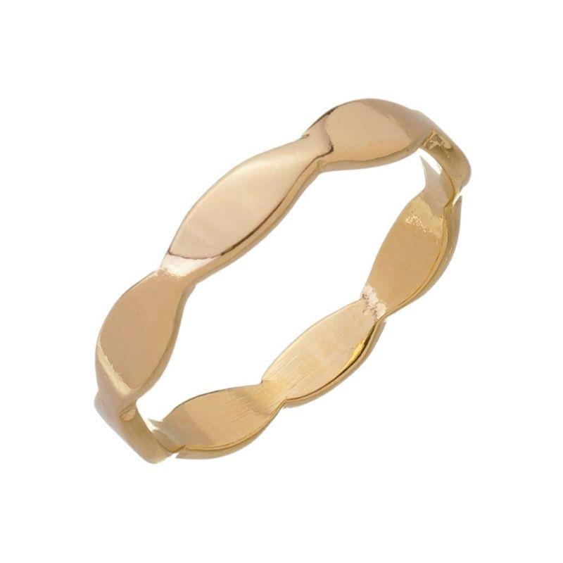 ANEL ONDULADO LISO  BANHADO A OURO - 20