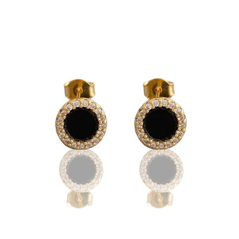 BRINCO REDONDO ONIX CRAVEJADO