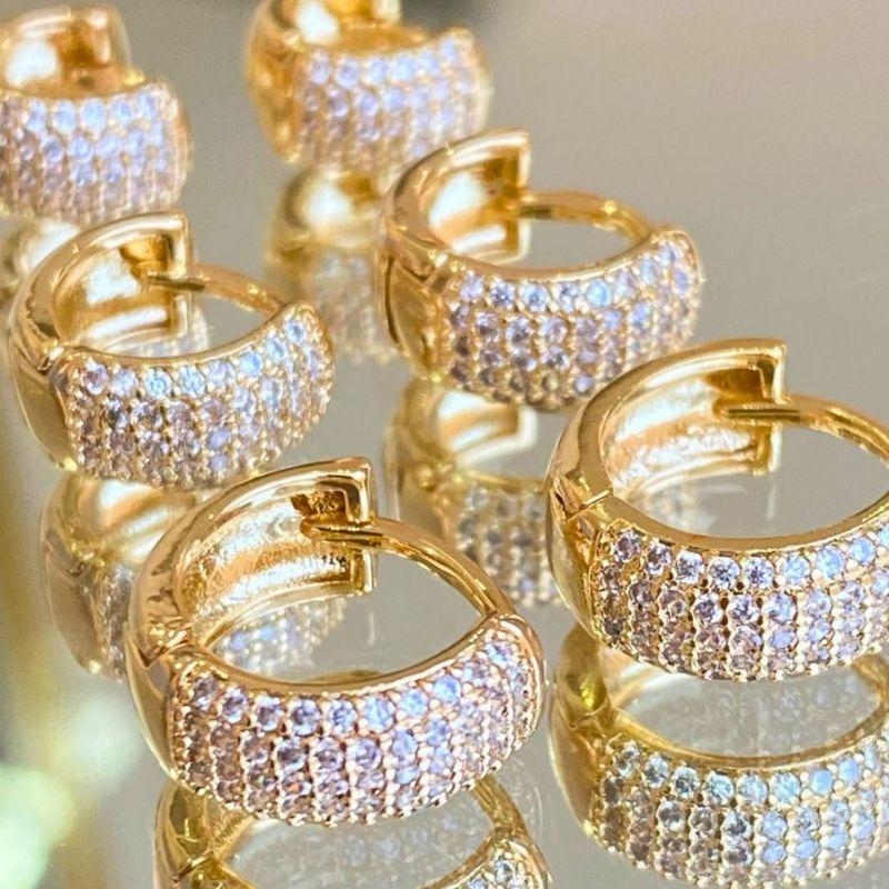 BRINCO TRIO DE ARGOLAS CRAVEJADAS GROSSA - PRIME