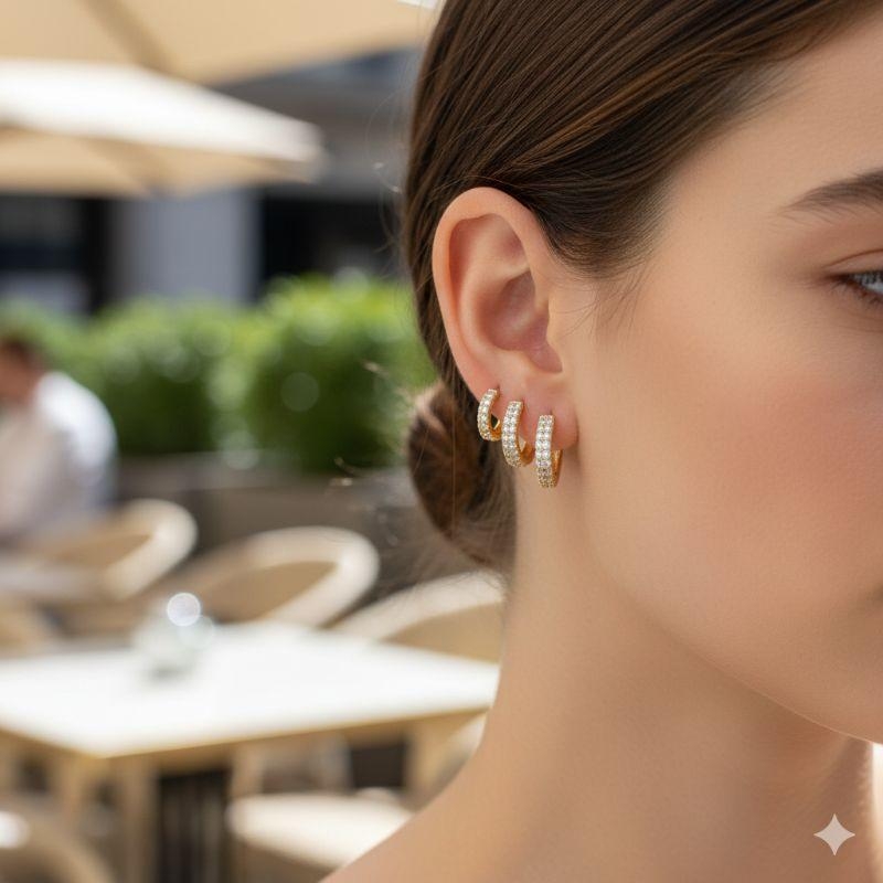 BRINCO TRIO DE ARGOLAS CRAVEJADAS - PRIME