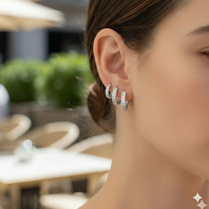 BRINCO TRIO DE ARGOLAS CRAVEJADAS - PRIME