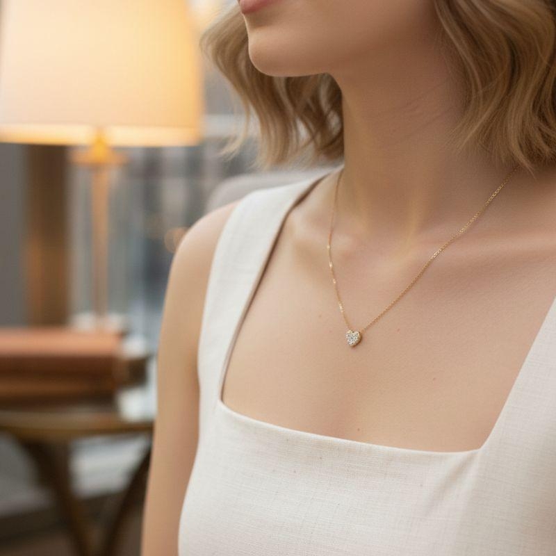 Colar Coração Aura Cravejado Zircônias Banho Ouro 18k