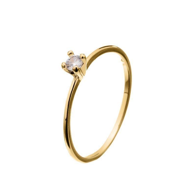 Anel Solitário Amor P Banhado Em Ouro 18k