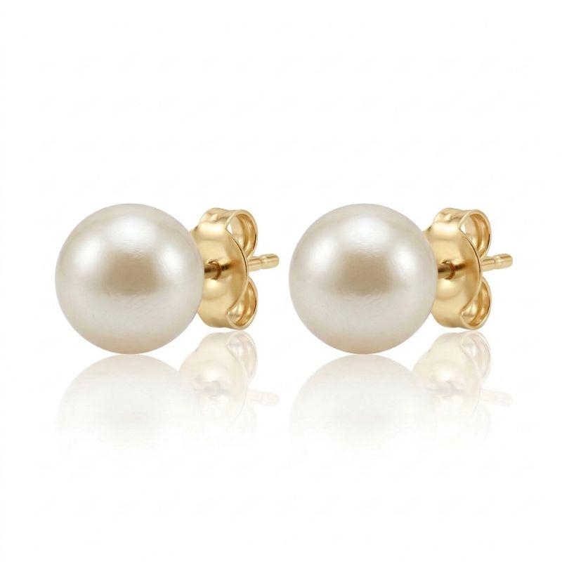 Brinco Esfera Pérola G 1cm Best Seller Banho Ouro 18k