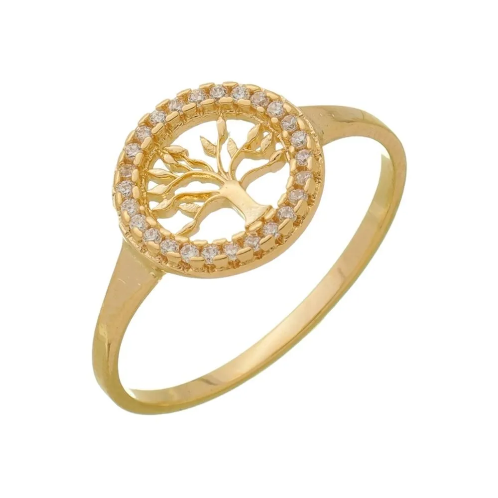 ANEL ARVORE DA VIDA CRAVEJADO BANHADO A OURO  - 13