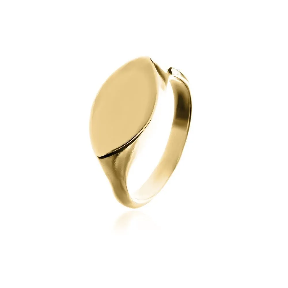 ANEL OVAL LISO DE DEDINHO - OURO - 10