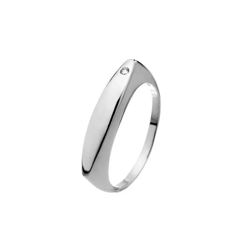 ANEL QUADRADO COM UMA ZIRCÔNIA - RÓDIO BRANCO - 19