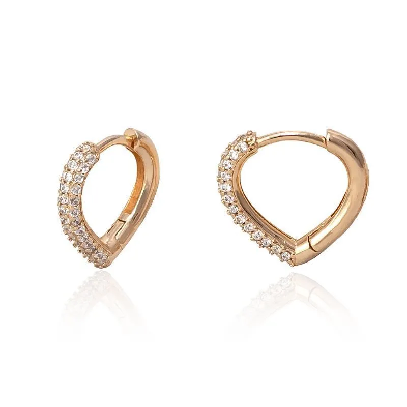 BRINCO ARGOLA DE CORAÇÃO CRAVEJADO C/ZIRCONIAS GRANDE - OURO