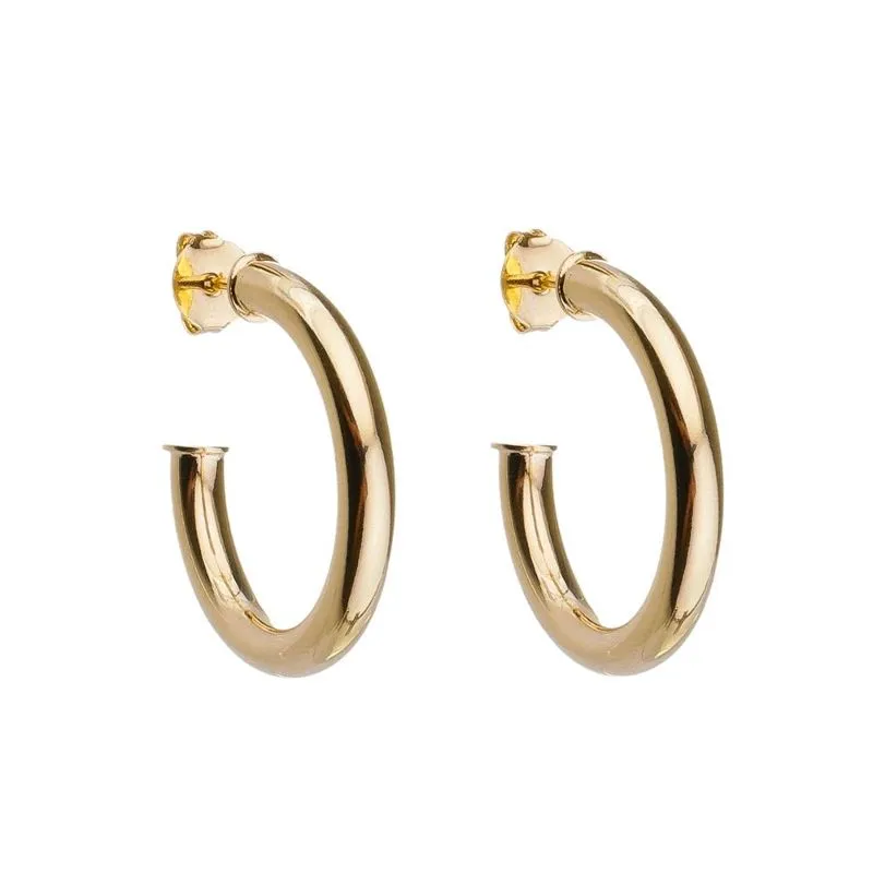 BRINCO ARGOLA DE TUBO GRANDE BANHADA A OURO