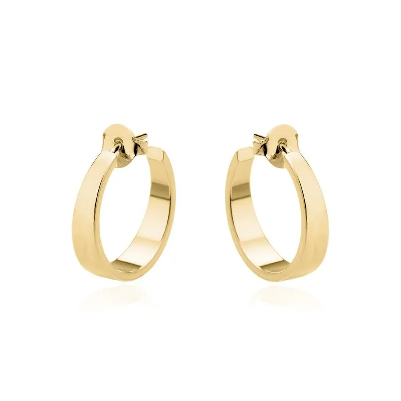 BRINCO ARGOLA LISA LARGA MÉDIA COM TARRAXA - OURO