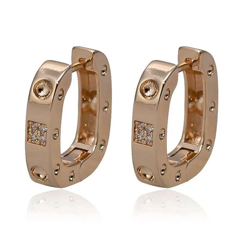 BRINCO ARGOLA RETANGULAR CLICK C/ ZIRCONIAS PEQUENO - OURO