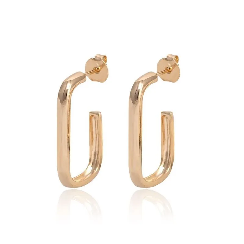 BRINCO ARGOLA RETANGULAR LISO GRANDE - OURO