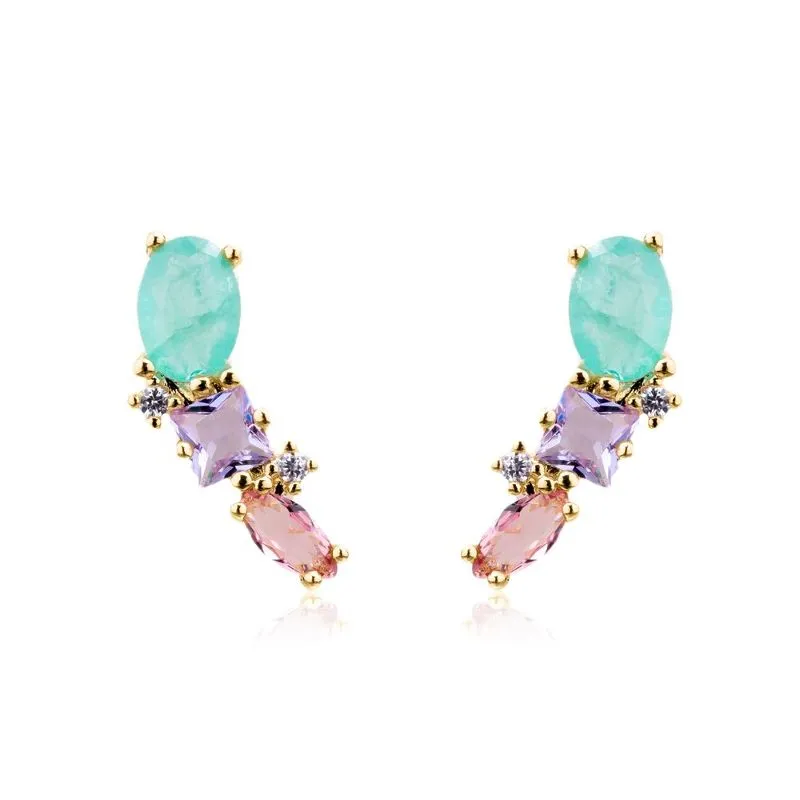 BRINCO EAR CUFF COLORIDO - OURO