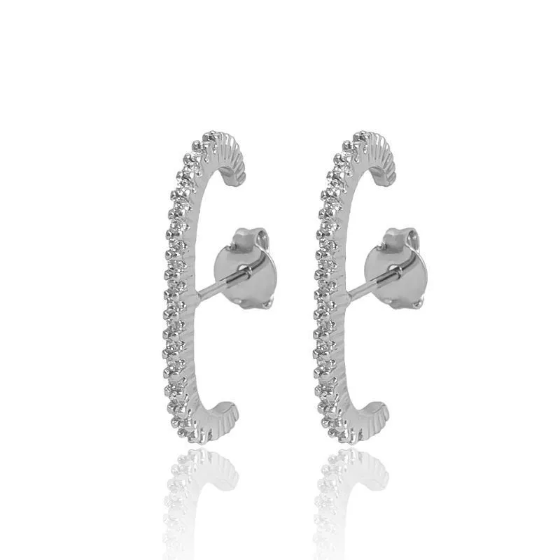 BRINCO EAR HOOK TODO CRAVEJADO - RÓDIO BRANCO