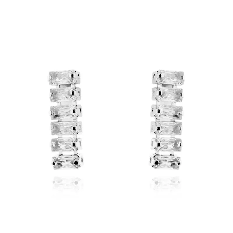 BRINCO RIVIERA BAGUETTE CRISTAL - RÓDIO BRANCO