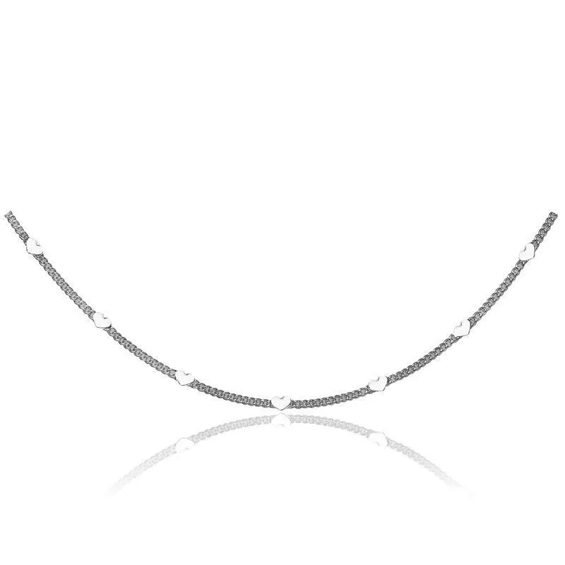 COLAR CHOKER DE CORAÇÃO RODIO BRANCO - 30 CM