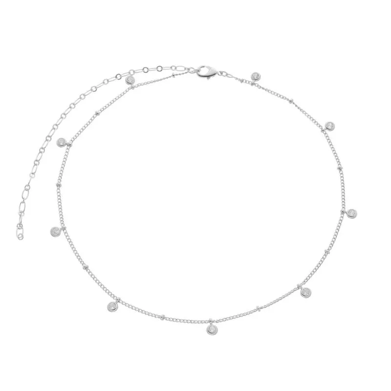 COLAR CHOKER PONTOS DE LUZ ELISA BANHADO A RODIO