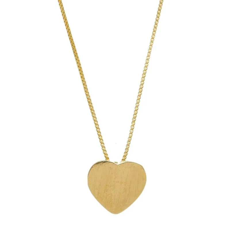 COLAR CORAÇÃO ESCOVADO 45 CM BANHADO A OURO