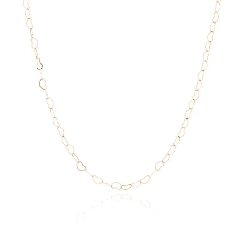 COLAR CORRENTE ELOS DE CORAÇÃO 50 CM - OURO