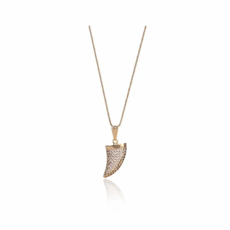 COLAR DENTE DE TIGRE CRAVEJADO - OURO