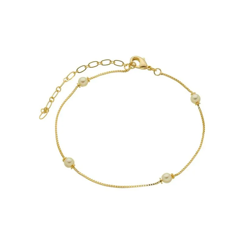 PULSEIRA BOLINHAS PEROLA BANHADA A OURO