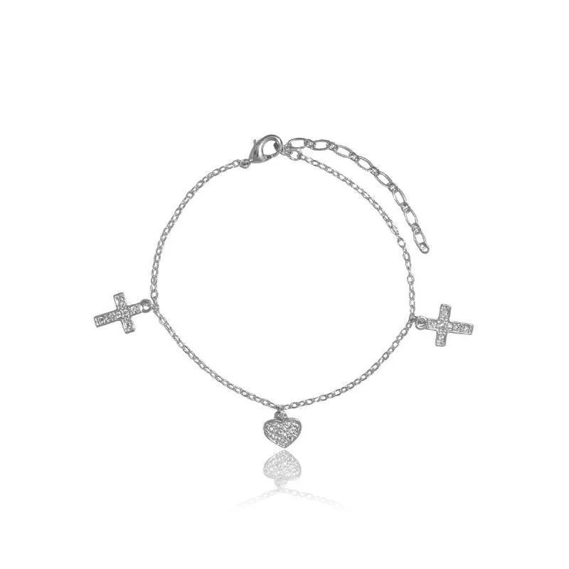 PULSEIRA DE CRUZES E CORAÇÕES PENDURADO - RÓDIO BRANCO