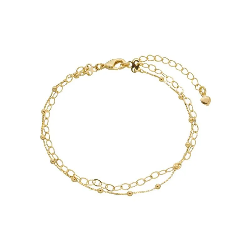 PULSEIRA DUPLA BOLINHAS KARINA BANHADA A OURO