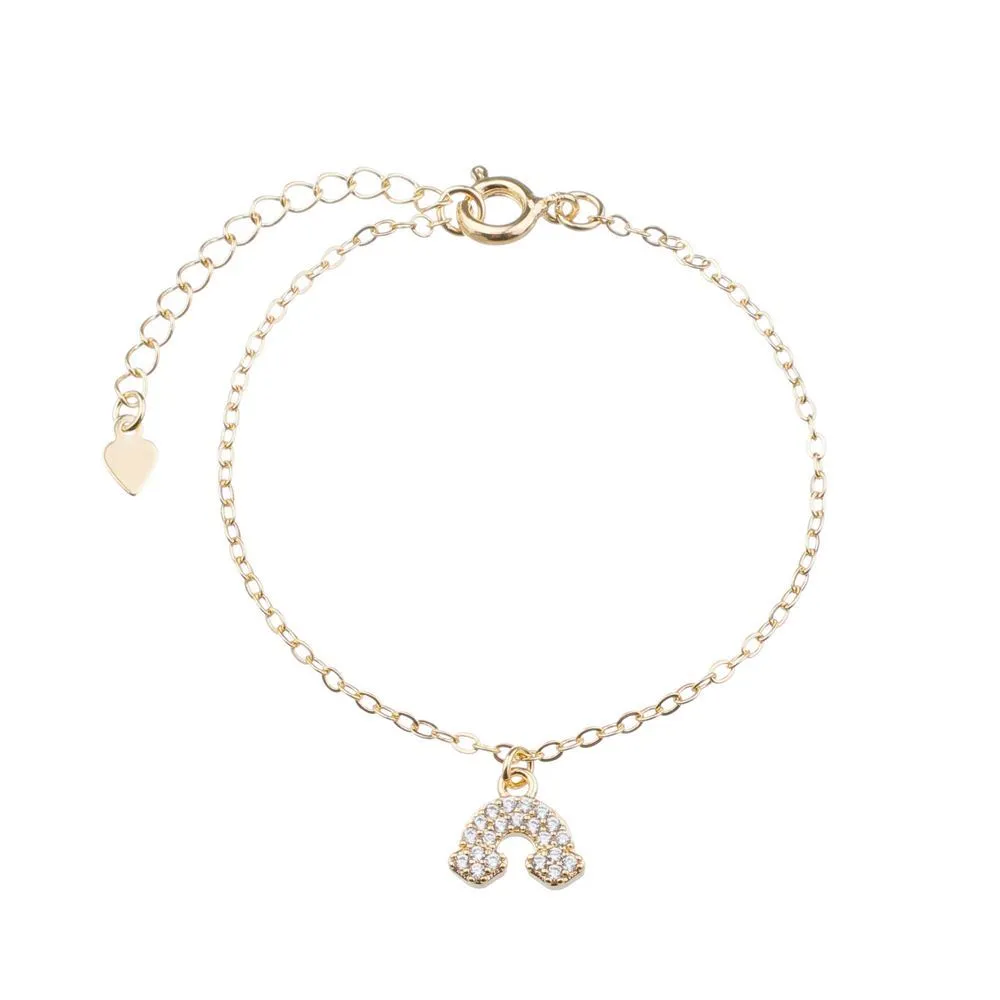 PULSEIRA INFANTIL ARCO-ÍRIS CRAVEJADO BANHADO A OURO