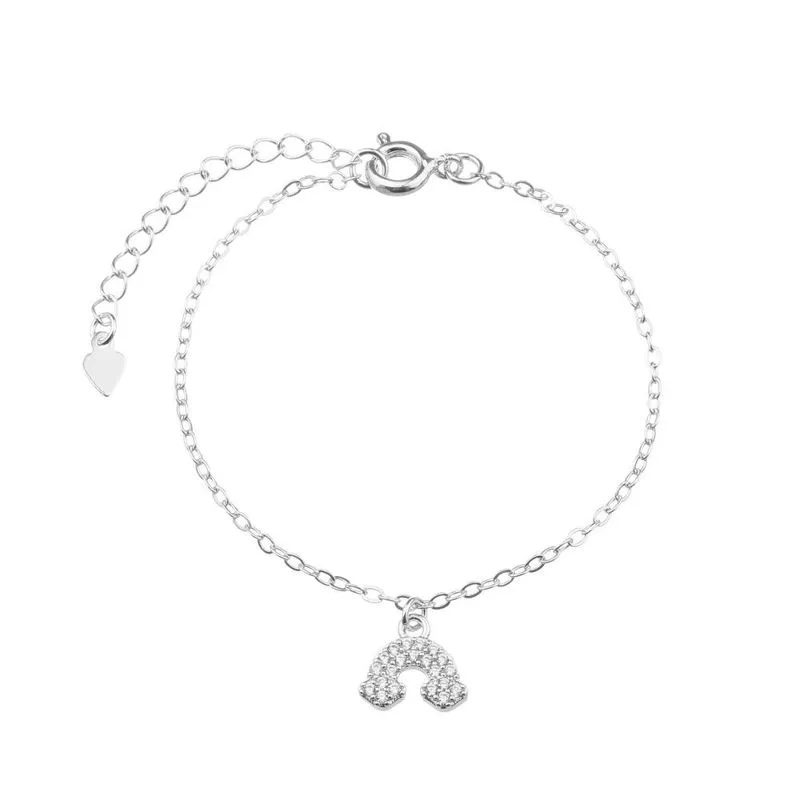 PULSEIRA INFANTIL ARCO-ÍRIS CRAVEJADO BANHADO A RÓDIO BRANCO