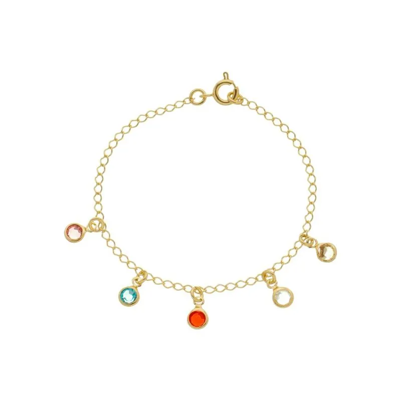 PULSEIRA INFANTIL COM BOLINHAS COLORIDAS BANHADA A OURO