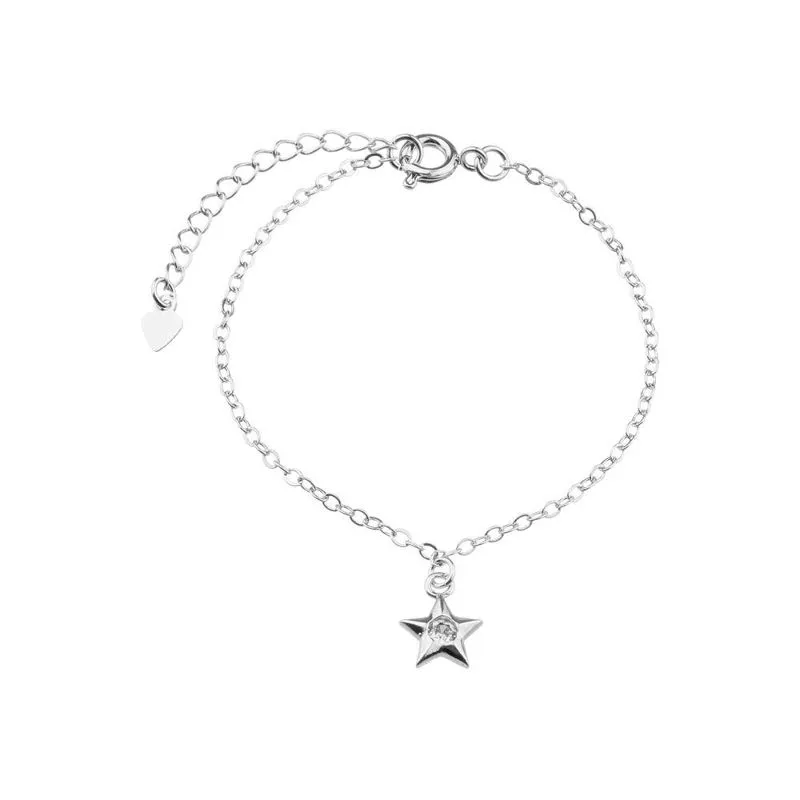 PULSEIRA INFANTIL ESTRELA COM ZIRCONIA BANHADA A RÓDIO BRANCO