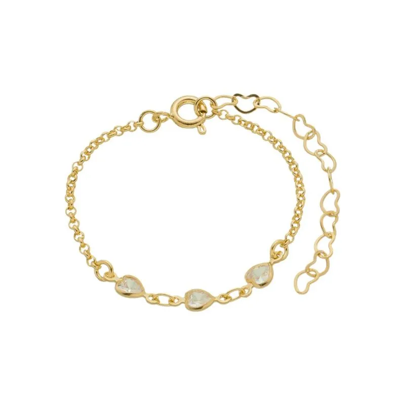 PULSEIRA INFANTIL TRÊS CORAÇÕES  BANHADA A OURO