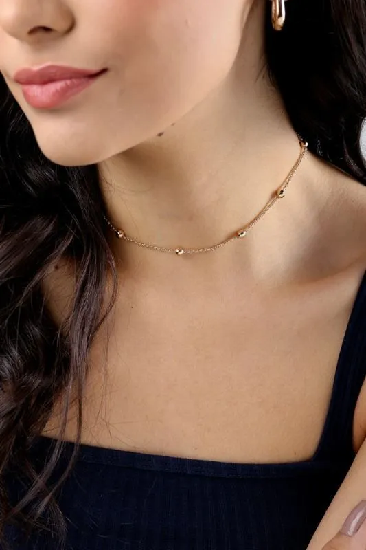 COLAR CHOKER BOLAS ALICE 30CM BANHADO A OURO