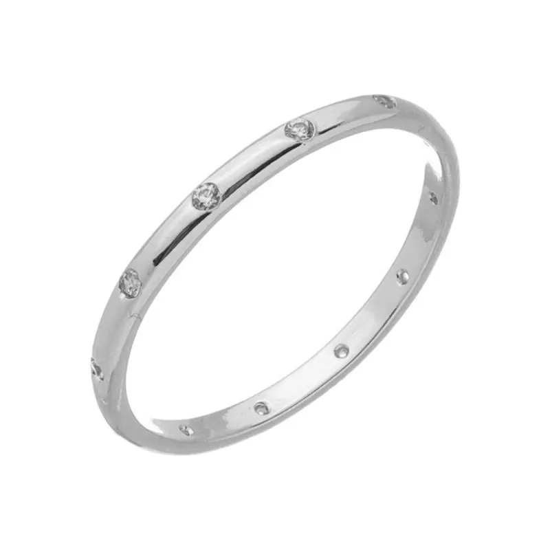 ANEL FINO COM ZIRCONIAS BANHADO A OURO - 14