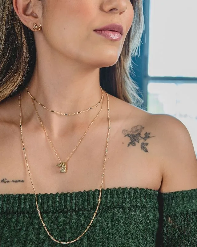 COLAR CHOKER DE CORAÇÃO OURO - 30CM