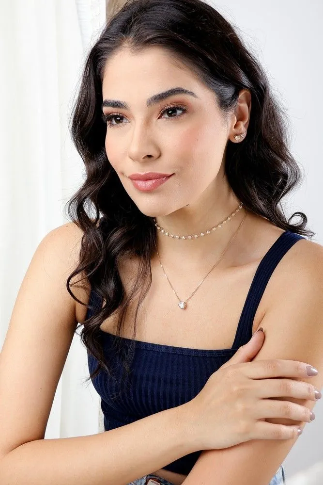 COLAR CORAÇÃO CRISTAL LAISSA 45CM