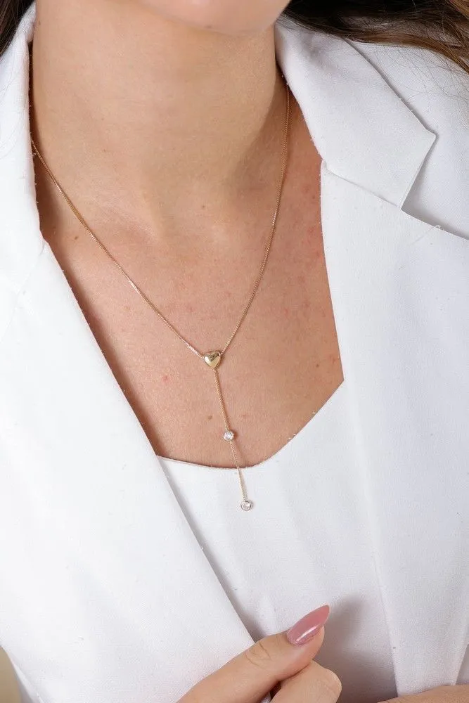 COLAR GRAVATINHA CORAÇÃO E ZIRCONIAS BANHADO A OURO